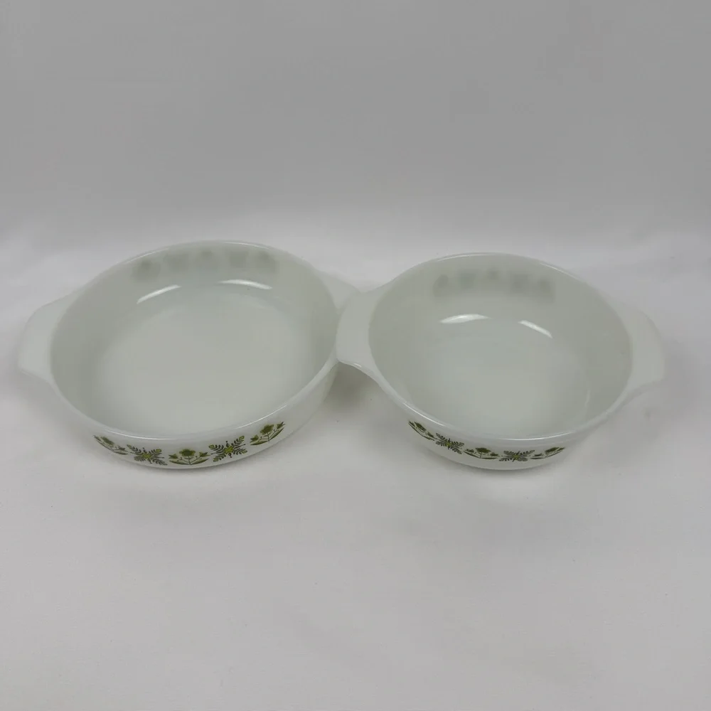 Anchor Hocking Fire King Meadow Green Casserole Set 436 437 1Qt 1.5Qt VTG